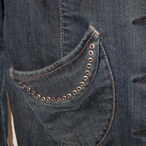 GUESS CO Women's Large Fitted Denim Dark  Blue Jacket  Size Large - Picture 6 of 11